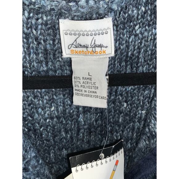 Jennifer George Blue Cable Knit Half Zip Sweater - L - Picture 3 of 3